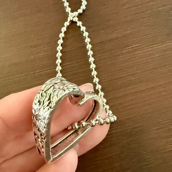 NEW Floral Vintage Spoon Heart Necklace, Bent Spoon Heart Pendant - Picture 2 of 8